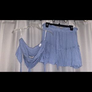 Two piece blue skirt set